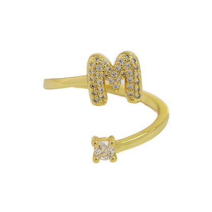 Dainty Glitter Initial Diamond Engagement Ring
