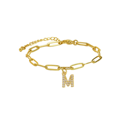 Dainty Monogram Paperclip Charm Bangle