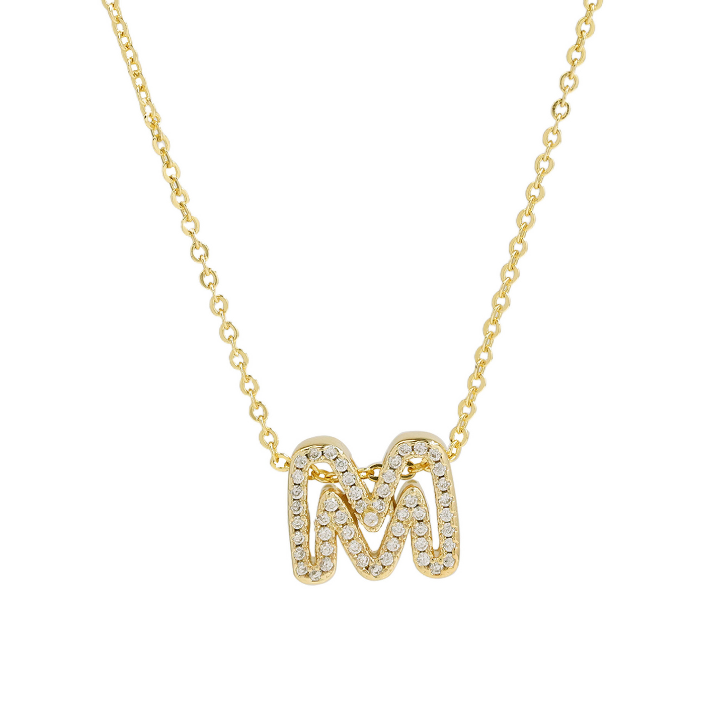 Shining Monogram Diamond Pendant Necklace