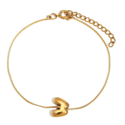 Dainty Personalized Letter Charm Bangle