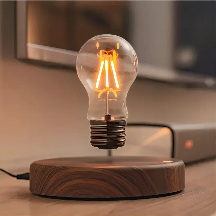 Modern Wood Table Lamp with Globe Bulb - Luxicro