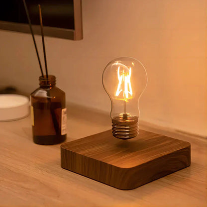 Modern Wood Table Lamp with Globe Bulb