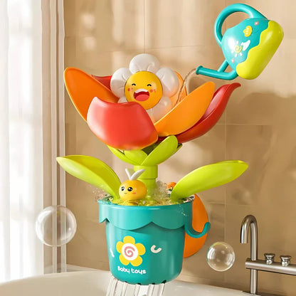 Colorful Flower Splash Bath Playset with Spray Can