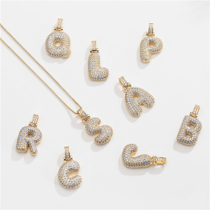 Sparkling Diamond Letter Bubble Necklace