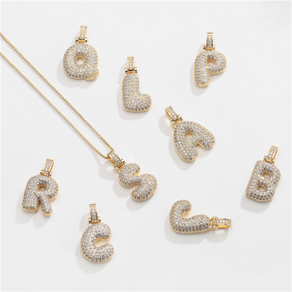 Sparkling Diamond Letter Bubble Necklace