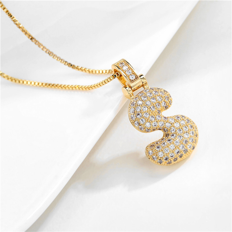 Sparkling Diamond Letter Bubble Necklace