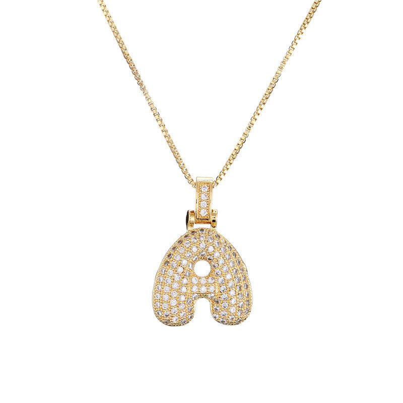 Sparkling Diamond Letter Bubble Necklace - Luxicro