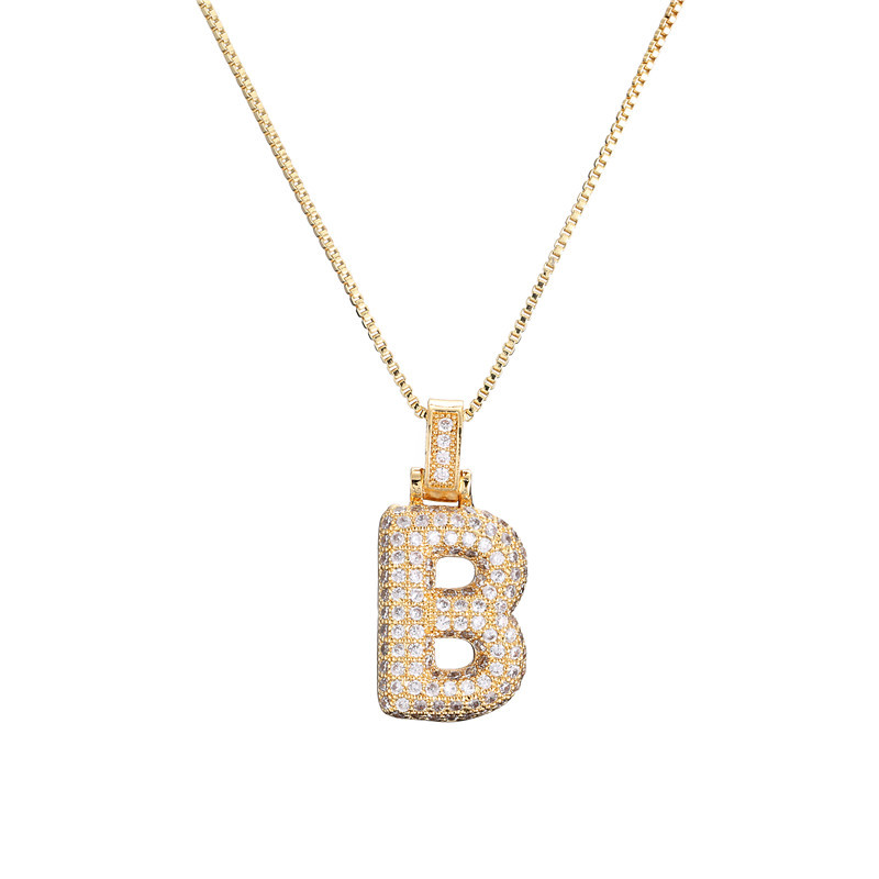 Sparkling Diamond Letter Bubble Necklace