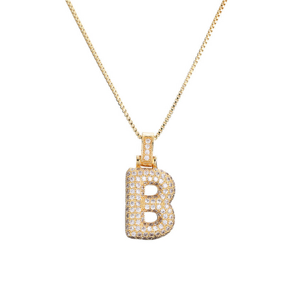 Sparkling Diamond Letter Bubble Necklace