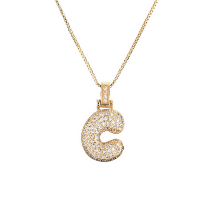 Sparkling Diamond Letter Bubble Necklace