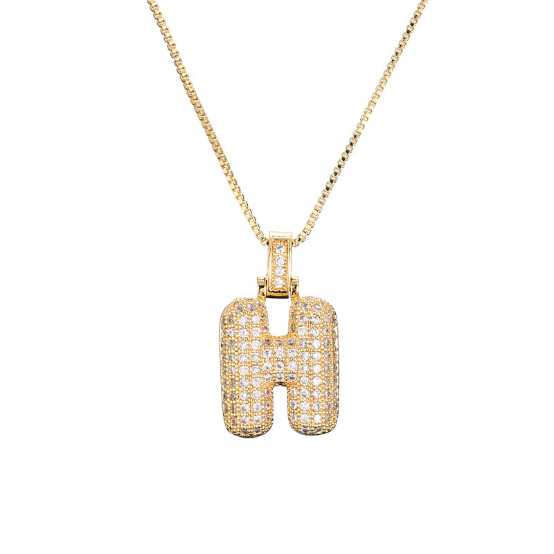 Sparkling Diamond Letter Bubble Necklace