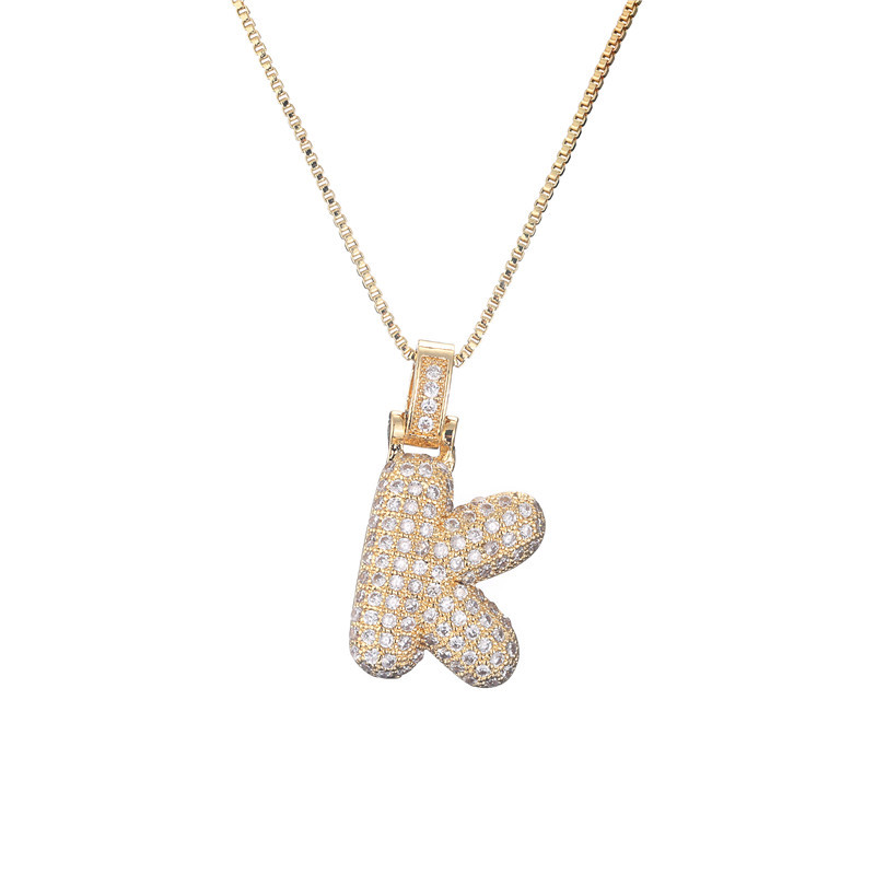 Sparkling Diamond Letter Bubble Necklace
