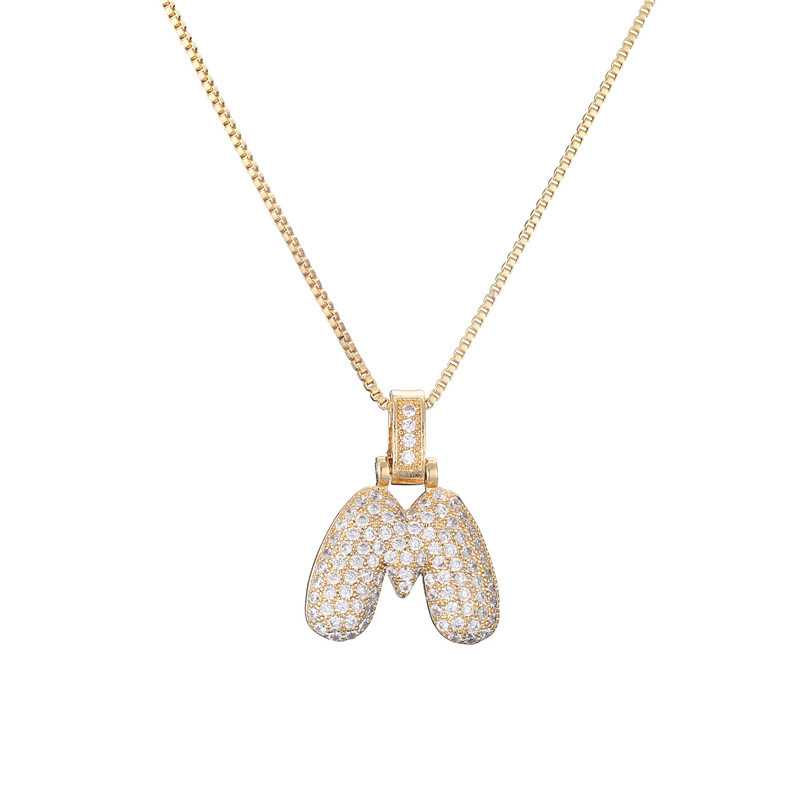 Sparkling Diamond Letter Bubble Necklace