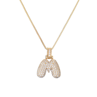 Sparkling Diamond Letter Bubble Necklace