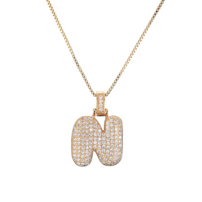 Sparkling Diamond Letter Bubble Necklace