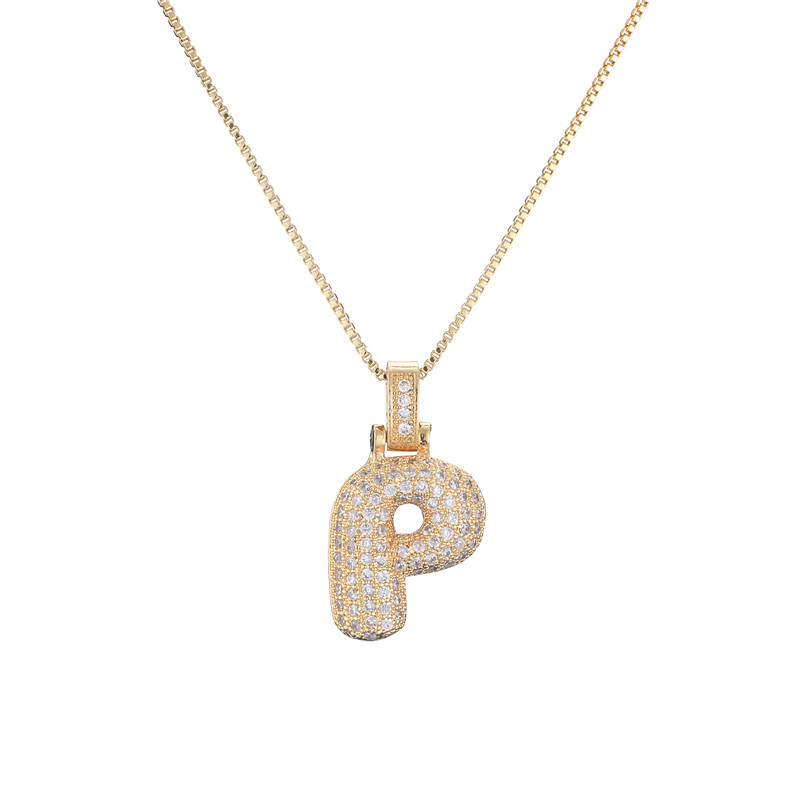 Sparkling Diamond Letter Bubble Necklace