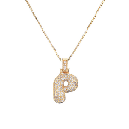 Sparkling Diamond Letter Bubble Necklace