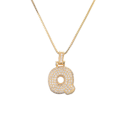 Sparkling Diamond Letter Bubble Necklace