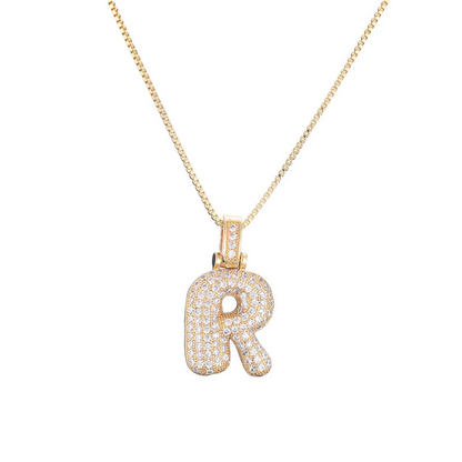 Sparkling Diamond Letter Bubble Necklace