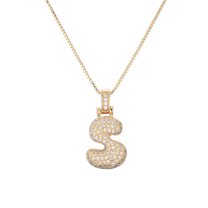 Sparkling Diamond Letter Bubble Necklace