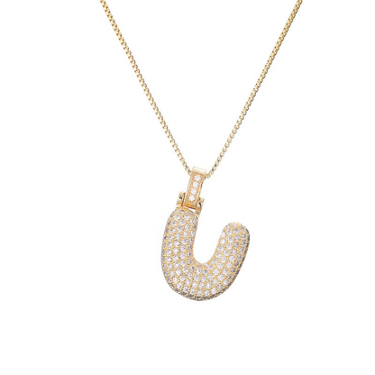Sparkling Diamond Letter Bubble Necklace