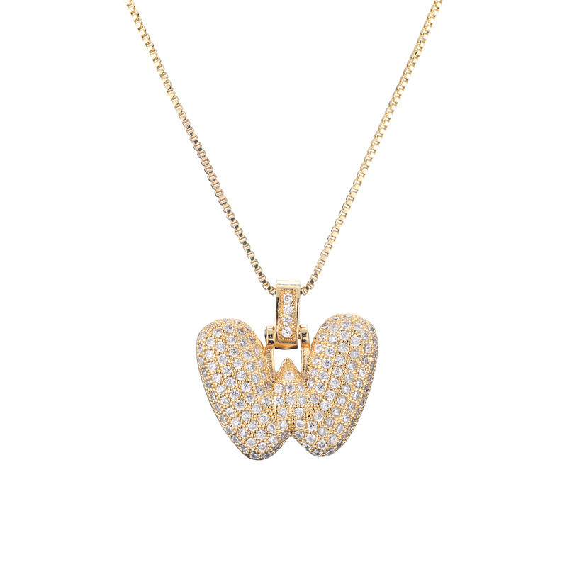 Sparkling Diamond Letter Bubble Necklace
