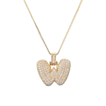 Sparkling Diamond Letter Bubble Necklace