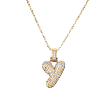 Sparkling Diamond Letter Bubble Necklace