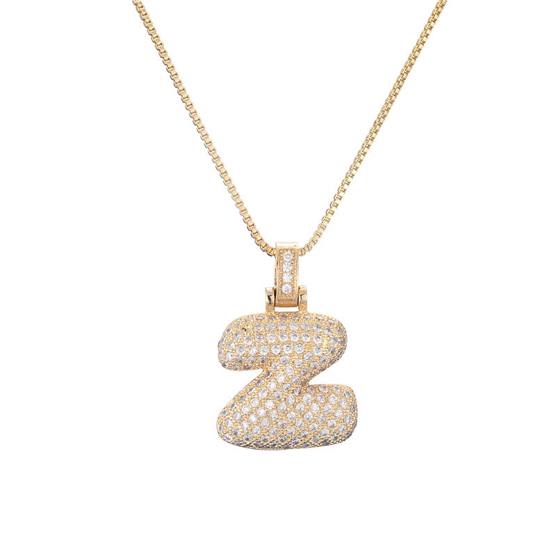 Sparkling Diamond Letter Bubble Necklace