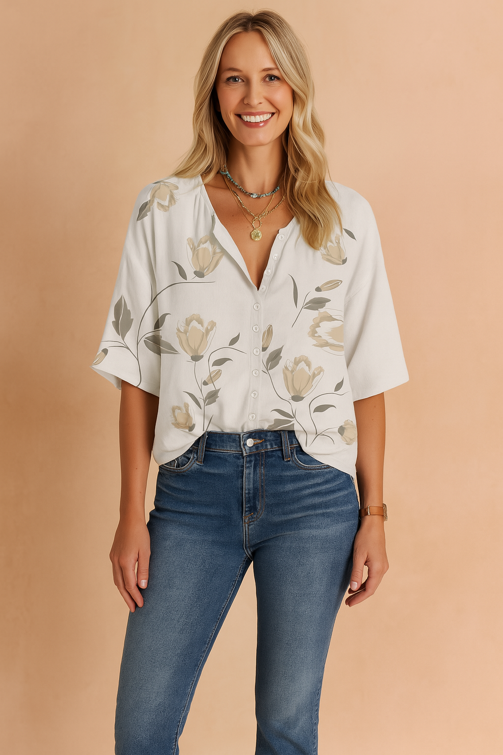 Women's Floral Print Blouse Top