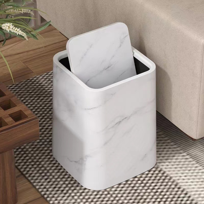 Stylish Marble Waste Bin with Spin Lid