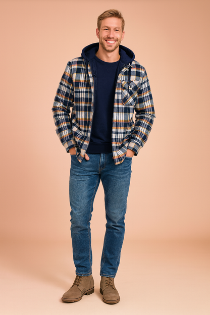 Cozy Plaid Hoodie Jacket for Men