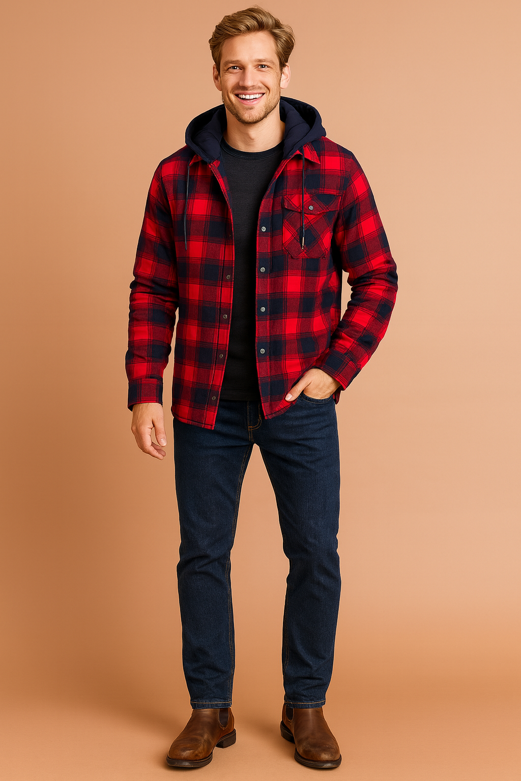 Cozy Plaid Hoodie Jacket for Men