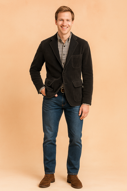 Warm Mens Country Jacket with Pockets - Luxicro