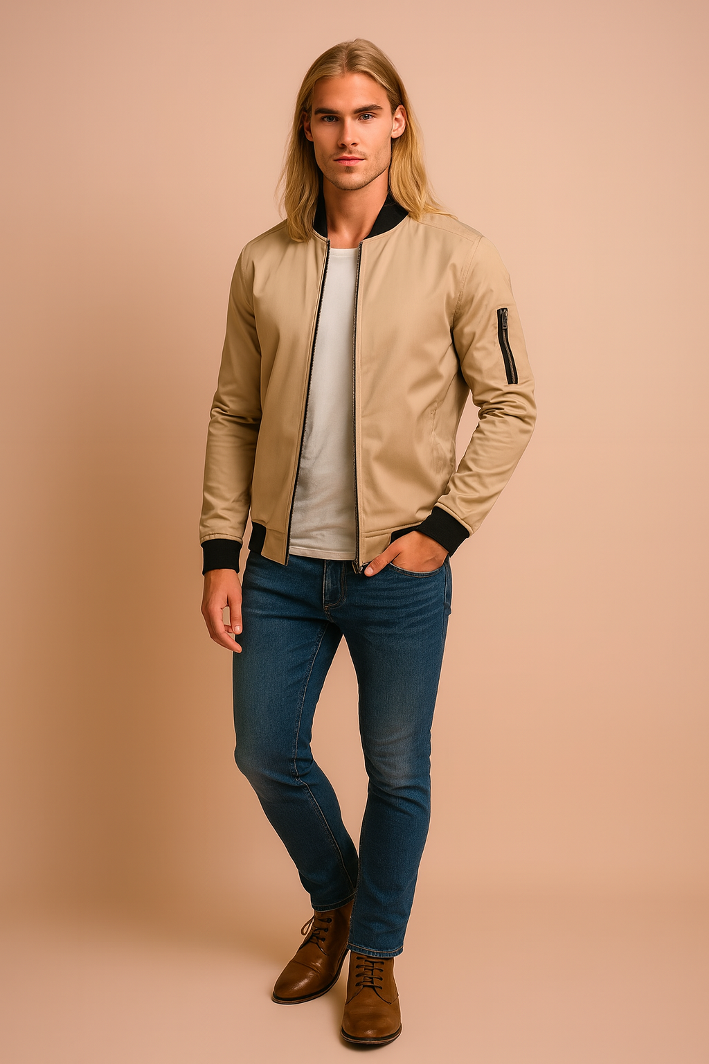 Classic Zip Up Mens Bomber Jacket