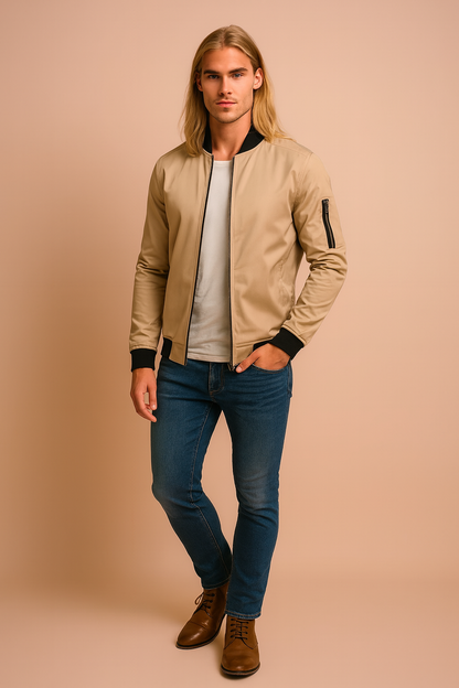 Classic Zip Up Mens Bomber Jacket