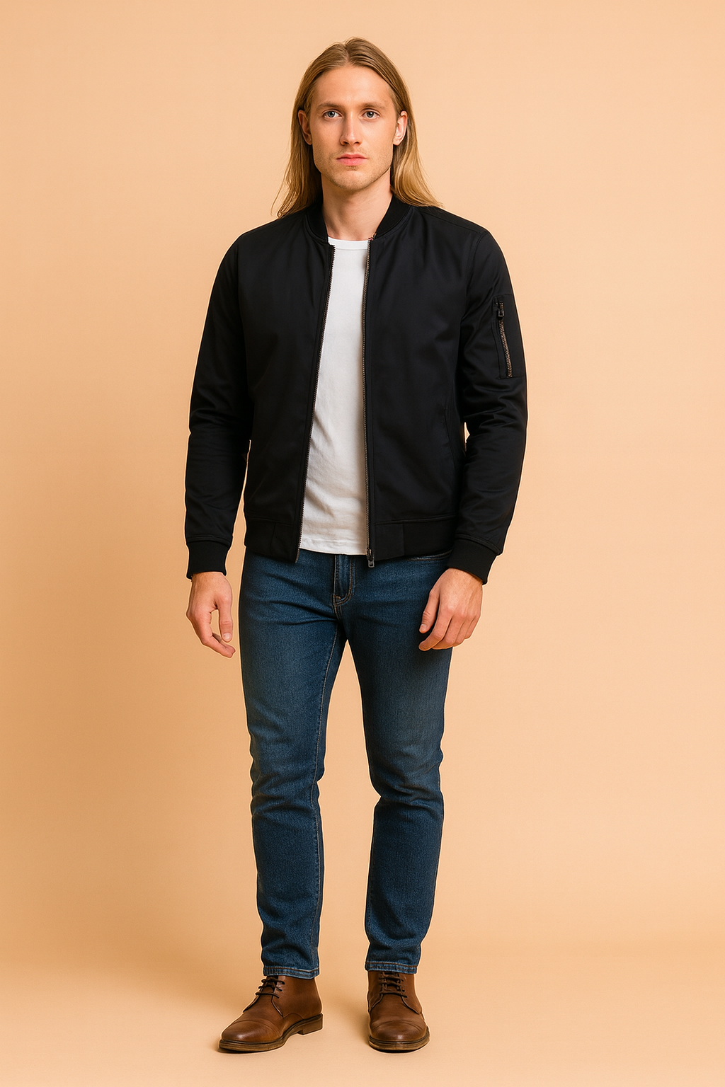 Classic Zip Up Mens Bomber Jacket