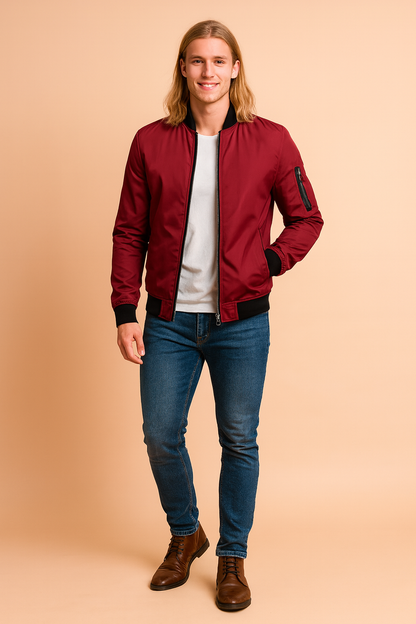 Classic Zip Up Mens Bomber Jacket