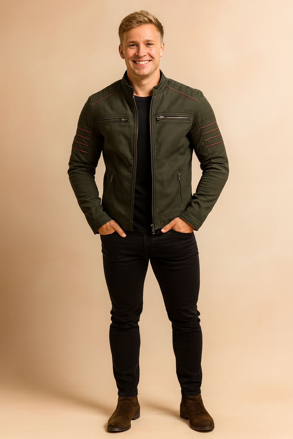 Men's Heavy Duty Biker Jacket Zipper