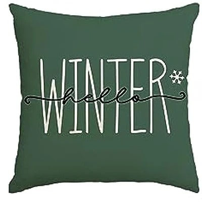 Holiday Cheer Green Pillow Cover with Christmas Decor - Luxicro