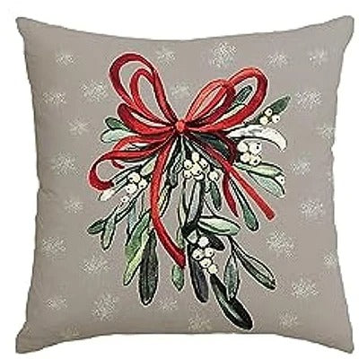 Holiday Cheer Green Pillow Cover with Christmas Decor