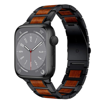 Genuine Wood and Stainless Steel Apple Watch Strap - Luxicro