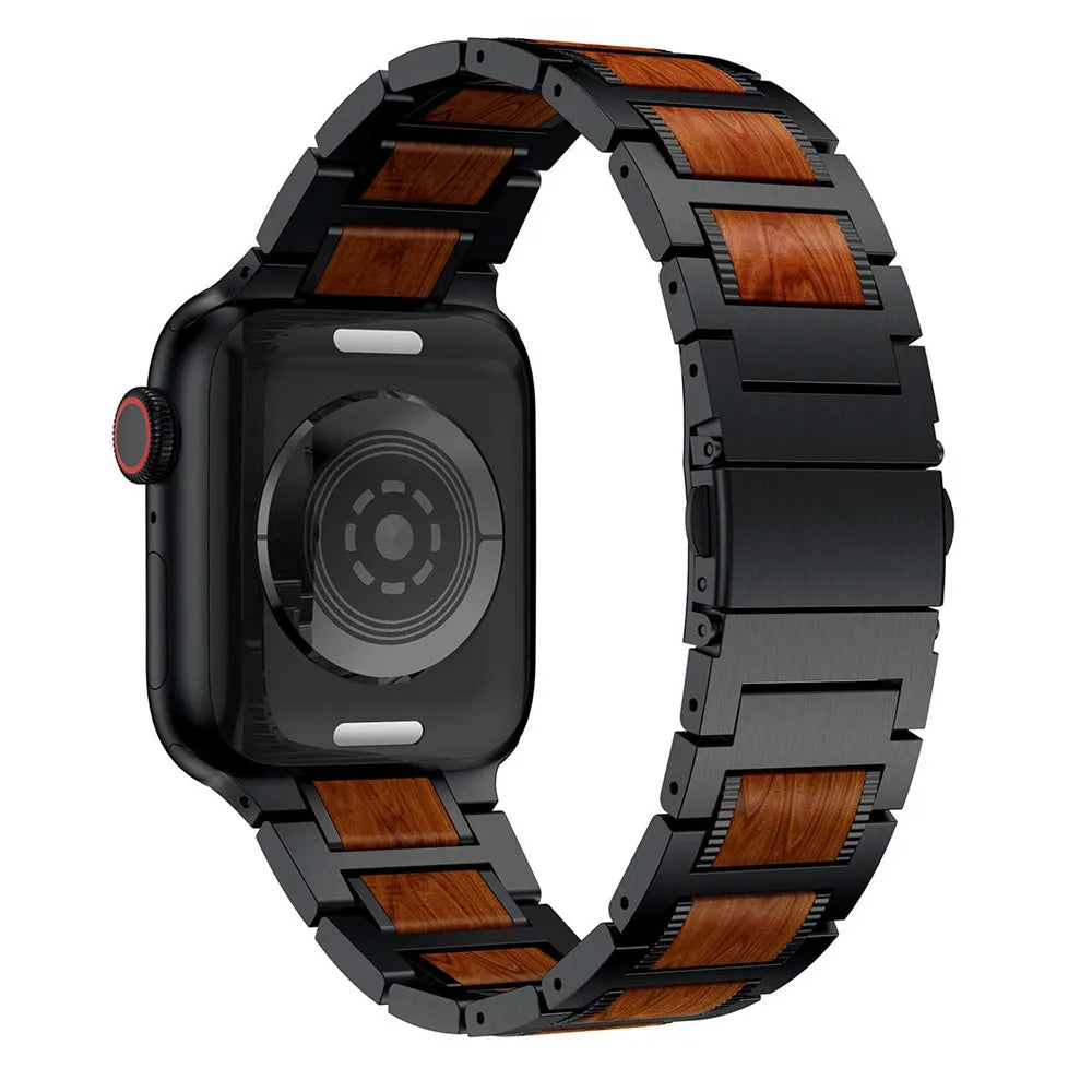 Genuine Wood and Stainless Steel Apple Watch Strap