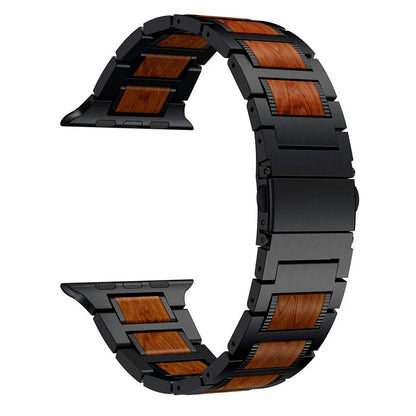 Genuine Wood and Stainless Steel Apple Watch Strap