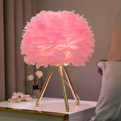 Adjustable Desk Lamp with Soft Feather Shade