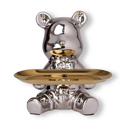 Stylish White Bear Serving Tray for Living Room