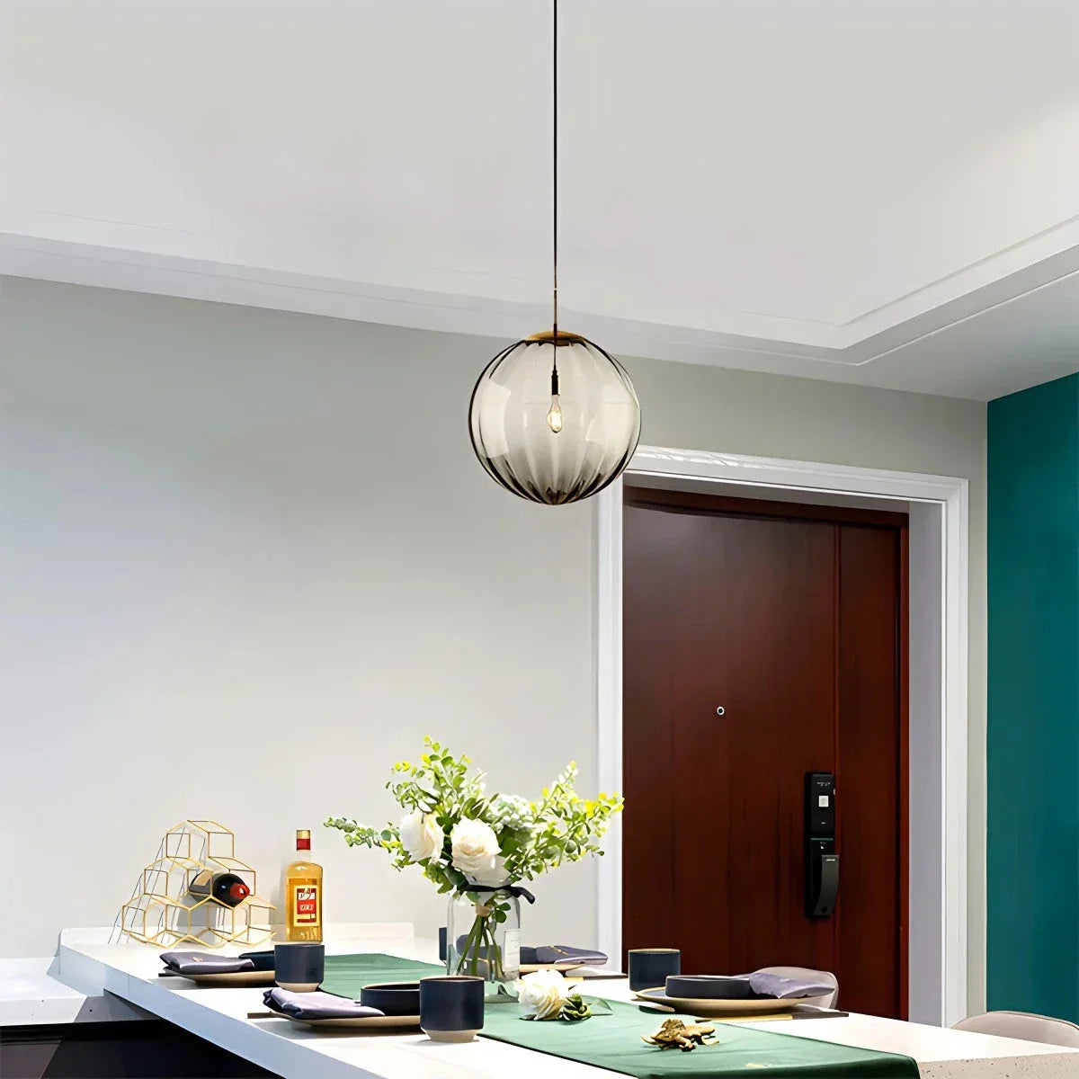 Stylish Aqua Blue Glass Globe Pendant Lighting