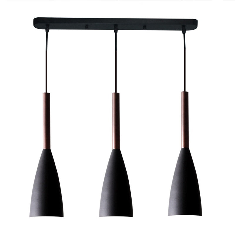 Bright 3-Light Pendant With Metal Shade And Adjustable Cord