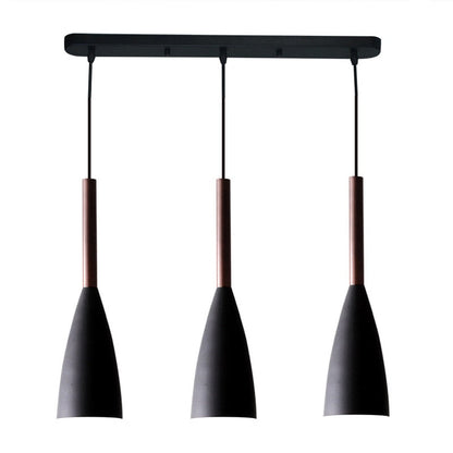 Bright 3-Light Pendant With Metal Shade And Adjustable Cord