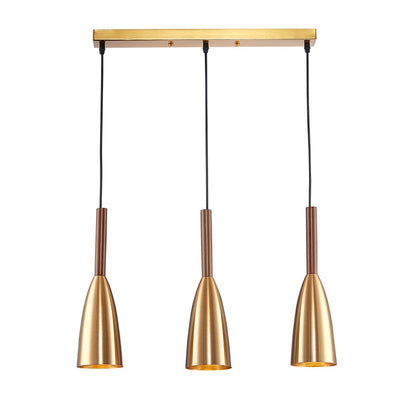 Bright 3-Light Pendant With Metal Shade And Adjustable Cord